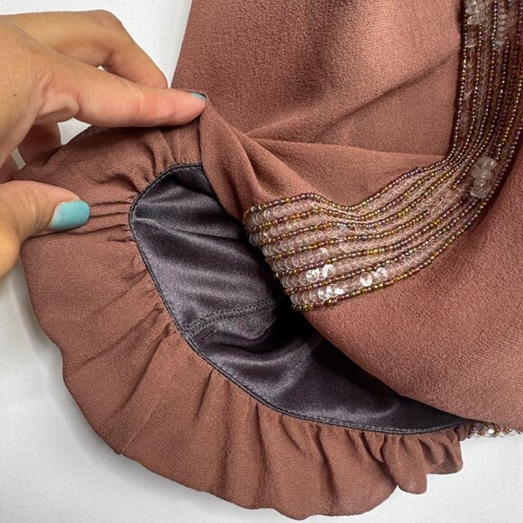 Sue Wong Nocturne Beaded Silk Ombre Babydoll Dress Whimsigoth Fairy Grunge Sz 14 - Picture 12 of 13